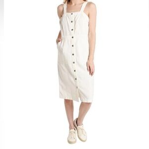 NWT Skies Are Blue SNAP White Linen Button Up Dress sz L